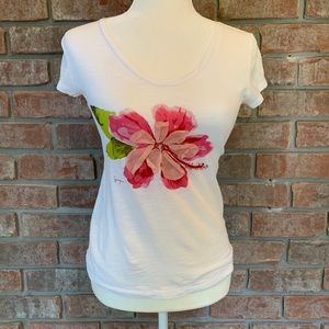 Ann Taylor LOFT 3D Hibiscus Tee Size Petite XS XSP